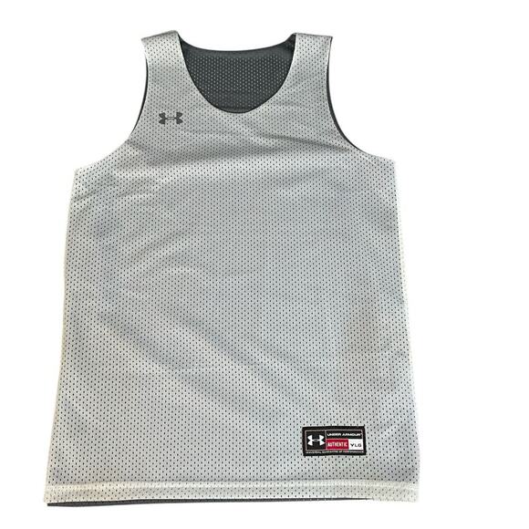 Under Armour UA Reversible Mesh Team 2-Ply Basketball Jersey White Gray Y-LG - Picture 3 of 9